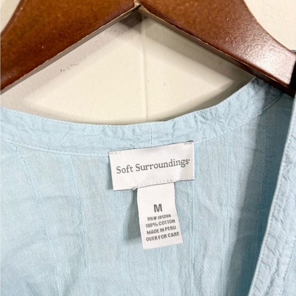 Soft Surroundings crochet gauzy button down tunic dress blouse size M pintuck - Picture 4 of 6